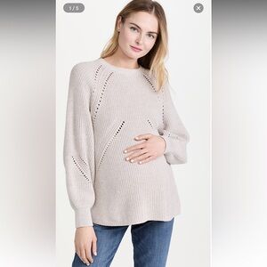 Hatch Light Beige Open Knit Maternity Sweater